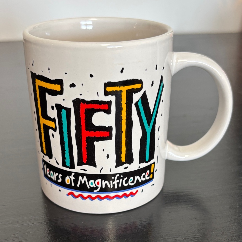 Colorful 'Fifty Years of Magnificence' Mug